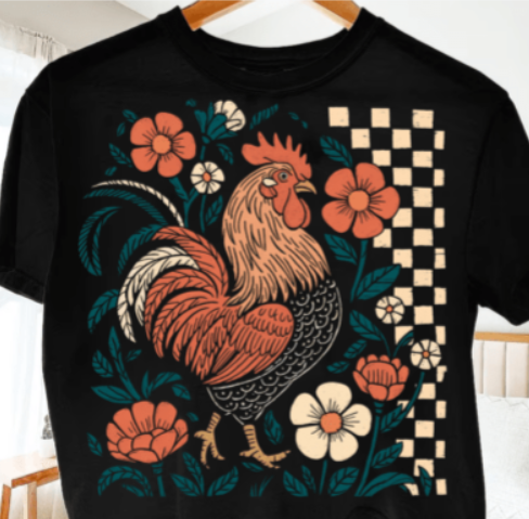 Retro Floral Chicken